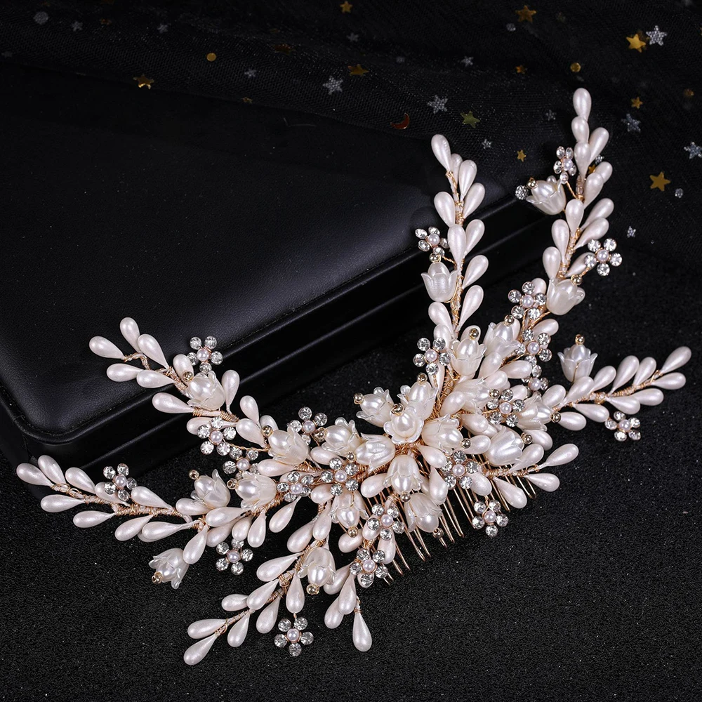 Pearl Hair Comb Bride Tiaras Headwear For Women Golden Crystal Hairpin Hair Clip Fashion Wedding Hair Accessories Jewelry
Pearl Hair Comb Bride Tiaras Headwear For Women Golden Crystal Hairpin Hair Clip Fashion Wedding Hair Accessories Jewelry