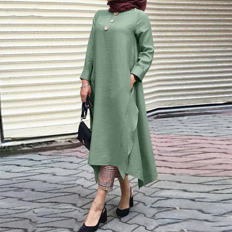 Vintage Irregular Sundress 2022 Autumn Abaya Midi Dress Long Sleeve Vestidos Muslim Female Solid Button Robe Abaya for Women
Vintage Irregular Sundress 2022 Autumn Abaya Midi Dress Long Sleeve Vestidos Muslim Female Solid Button Robe Abaya for Women