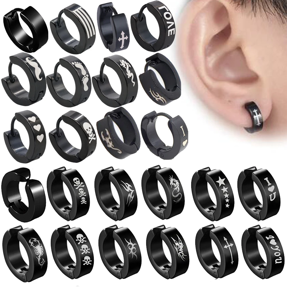1piece Punk Titanium Steel Ear Clip/Stud Earrings For Men Women Print Pattern Black No Pierced Fake Ear Circle New Pop Jewelry
1piece Punk Titanium Steel Ear Clip/Stud Earrings For Men Women Print Pattern Black No Pierced Fake Ear Circle New Pop Jewelry
