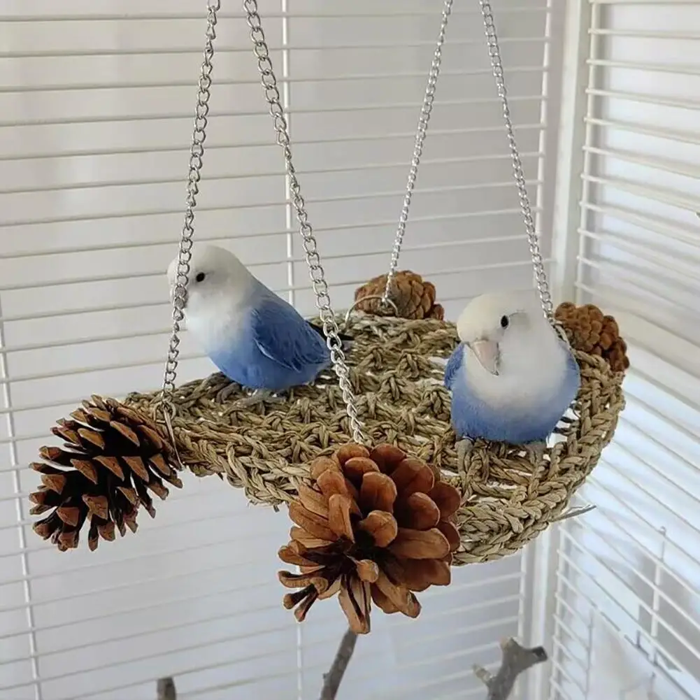 Bird Hanging Swing Toy Hammock Weaving Straw Mat Chewing Toys For Parakeets Budgie Cockatiel Lovebird 
Bird Hanging Swing Toy Hammock Weaving Straw Mat Chewing Toys For Parakeets Budgie Cockatiel Lovebird