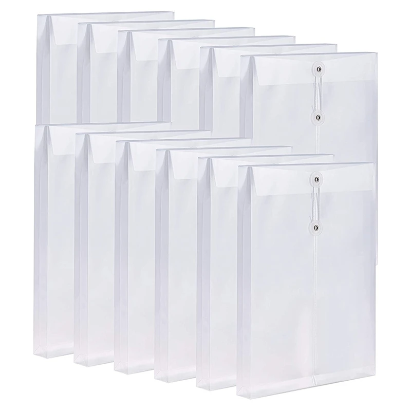 12 Pack Clear Plastic Envelopes Poly Envelopes Expandable Files Document Folders With Button & String Tie Closure A4
12 Pack Clear Plastic Envelopes Poly Envelopes Expandable Files Document Folders With Button & String Tie Closure A4