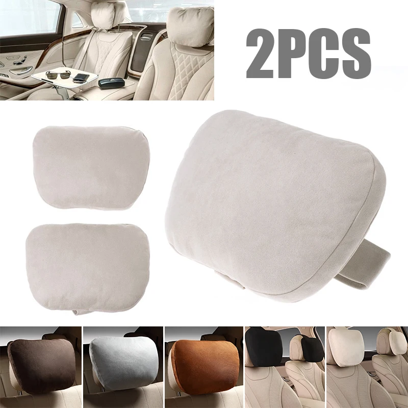 

1 pair Car Headrest Maybach Design S Class Ultra Soft Pillow Suede Fabric For Mercedes-Benz 29x19cm Back Cushion Accessories