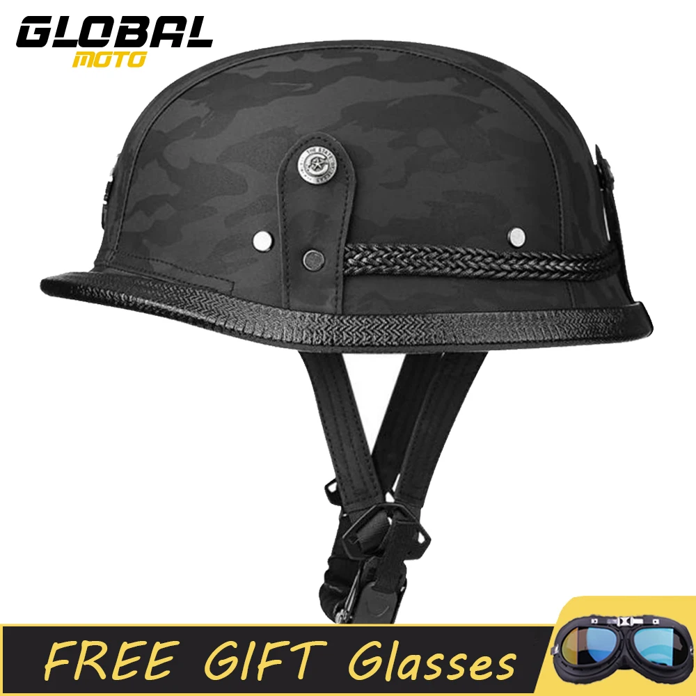 New Leather Motorcycle Helmet German Motorcycle Open Face Half Helmet Chopper Biker Pilot DOT Certification Black Moto Casco
New Leather Motorcycle Helmet German Motorcycle Open Face Half Helmet Chopper Biker Pilot DOT Certification Black Moto Casco