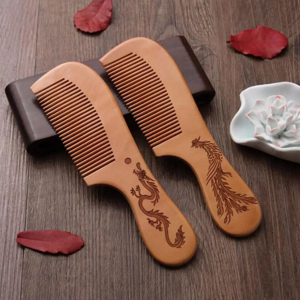 

1pc Popular Wooden Hair Comb Anti-static Moustache Beard Comb Peach Wood Hair Brush Natural Health Care Hair Accessories