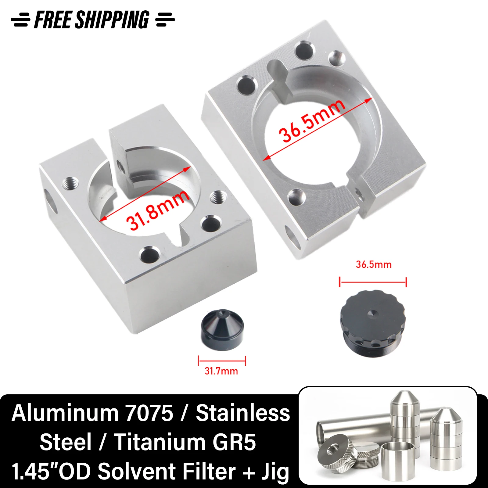 Aluminum /Stainless Steel/ Titanium 1.45"OD 7"L Solvent Cleaning Tube 1/2x28 + 5/8x24 End Cap with Baffle Cone Cups Drilling Jig
Aluminum /Stainless Steel/ Titanium 1.45"OD 7"L Solvent Cleaning Tube 1/2x28 + 5/8x24 End Cap with Baffle Cone Cups Drilling Jig