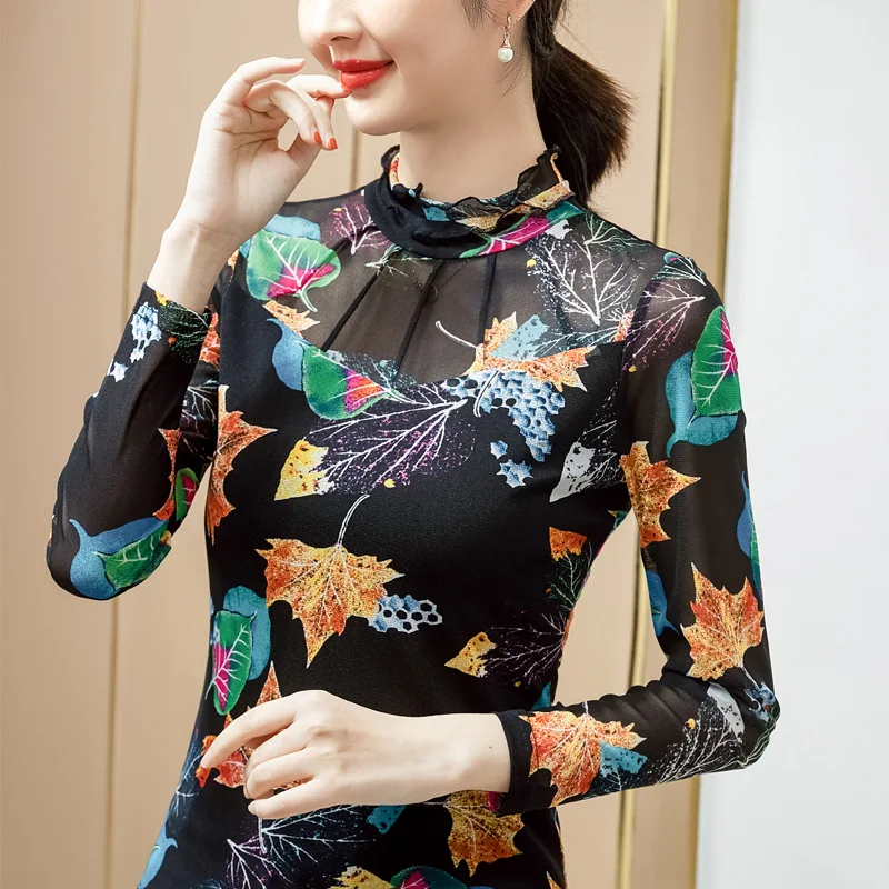 2022 autumn new print T-shirt fungus collar long sleeve gauze dress broken flower small shirt large women's top,WA30IJV
2022 autumn new print T-shirt fungus collar long sleeve gauze dress broken flower small shirt large women's top,WA30IJV
