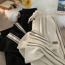 2023 New Baggy Striped Corduroy Sweatpants Autumn Men Casual High Street Harem Trousers Gym Y2K Vintage pantalones de mujer