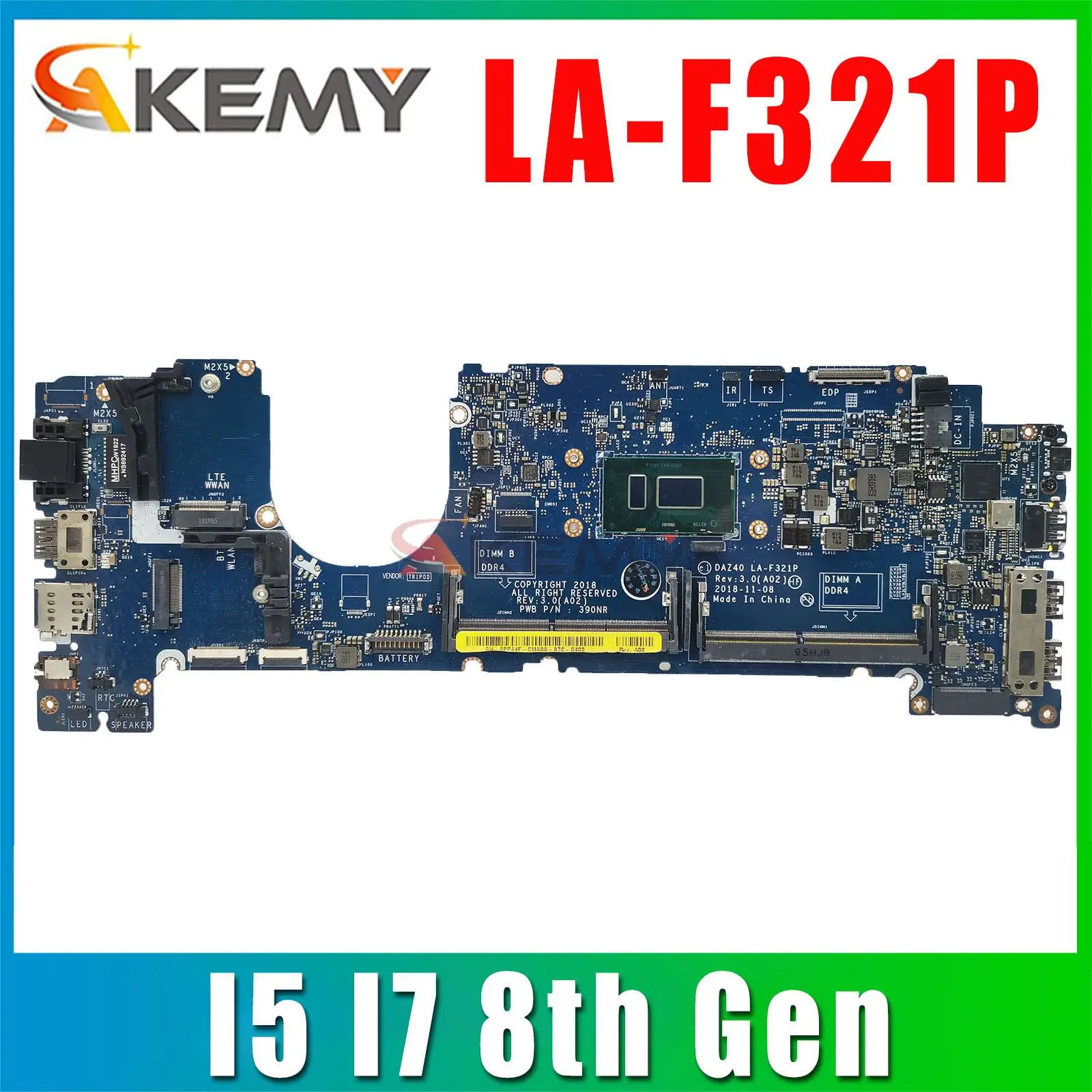 

For DELL Latitude 7490 E7490 Laptop Motherboard with I5 I7 8th Gen CPU DAZ40 LA-F321P CN-0PP44F PP44F Mainboard