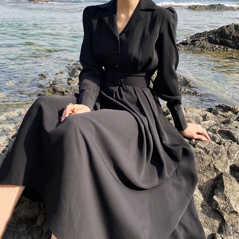 Long Maxi Dresses for Woman Party Single Breasted Autumn Winter Notched Collar Dress Elegant Vestidos High Waist Business Black
Long Maxi Dresses for Woman Party Single Breasted Autumn Winter Notched Collar Dress Elegant Vestidos High Waist Business Black