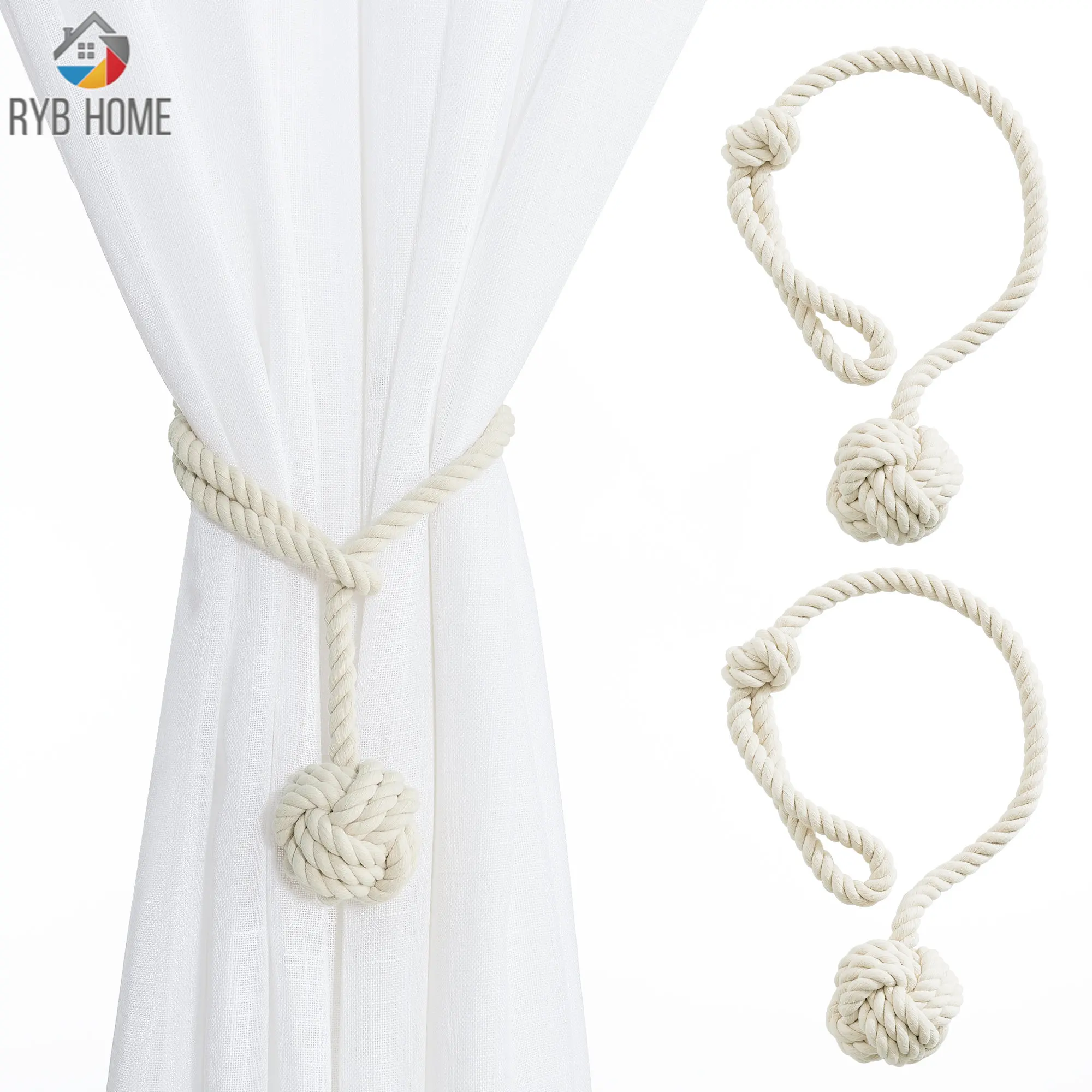 Cotton Braided 2Pcs Curtain Tieback Rope Tie Backs Single Ball - 60cm Rope Decor Window Sheer Blackout Panels
Cotton Braided 2Pcs Curtain Tieback Rope Tie Backs Single Ball - 60cm Rope Decor Window Sheer Blackout Panels