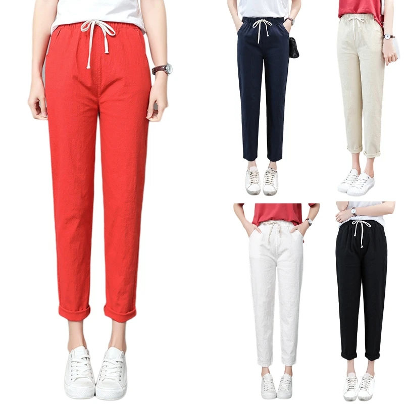 Women Summer Drawstring Elastic High Waist Harem Pants Vintage Solid Color Casual Loose Ankle Length Tapered Trousers
Women Summer Drawstring Elastic High Waist Harem Pants Vintage Solid Color Casual Loose Ankle Length Tapered Trousers