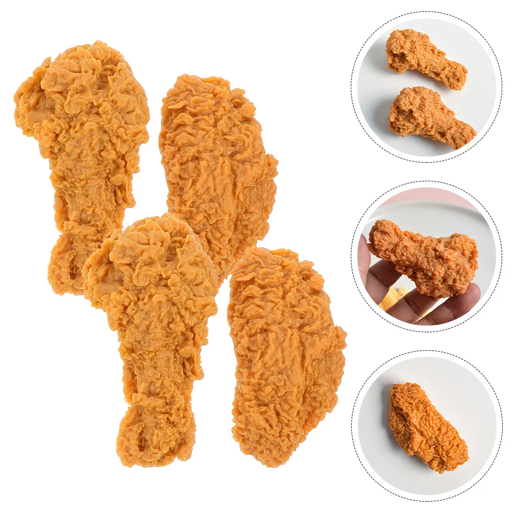 4 Pcs Simulation Chicken Leg Wings Imitated Lovely Drumstick Food Decor Kids Playset Keychain Faux Fake Store Accessories
4 Pcs Simulation Chicken Leg Wings Imitated Lovely Drumstick Food Decor Kids Playset Keychain Faux Fake Store Accessories
