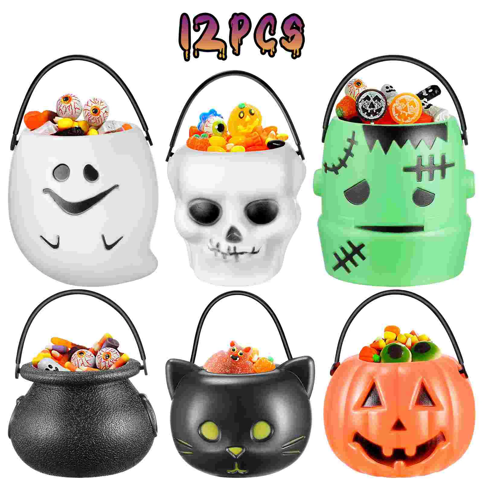 

Portable Pumpkin Bucket Party Favors Halloween Candy Holder Children Bowl Pots Pp Ghost