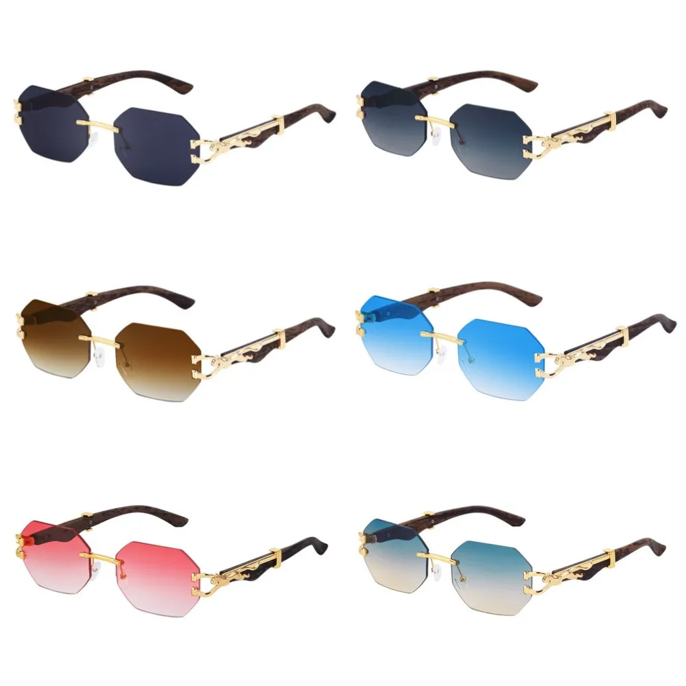 

Fashion Vintage Octagon Rimless Sunglasses Women Men Frameless Sun Glasses Luxury Brand Designer Eyewear Shades UV400 Goggles