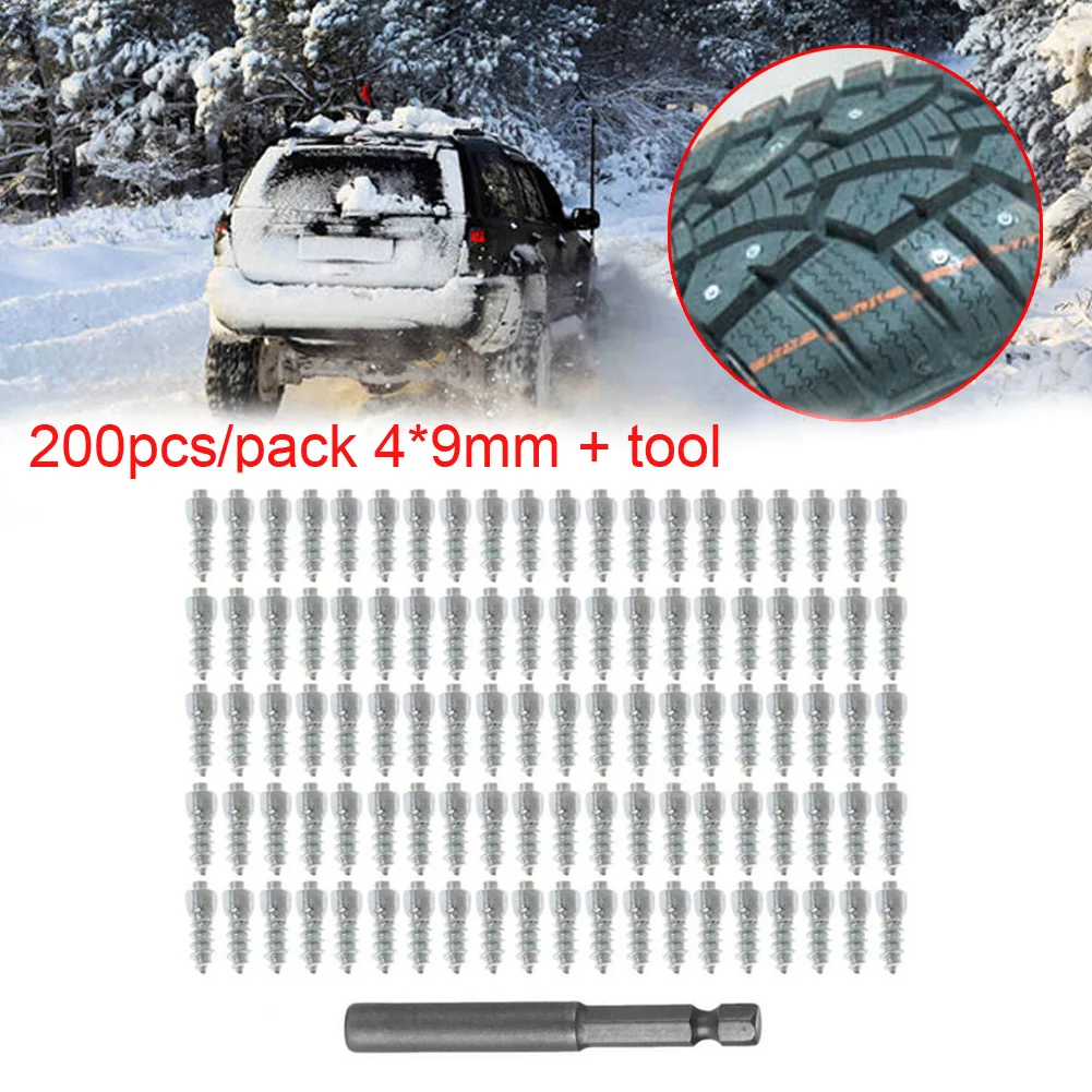 200pcs Winter 4*9mm Tire Snow Non-Slip Screw Chain Spike W/Tool Anti Skid Falling Spikes Wheel Tyres For Car Motorcycle Bicycle
200pcs Winter 4*9mm Tire Snow Non-Slip Screw Chain Spike W/Tool Anti Skid Falling Spikes Wheel Tyres For Car Motorcycle Bicycle