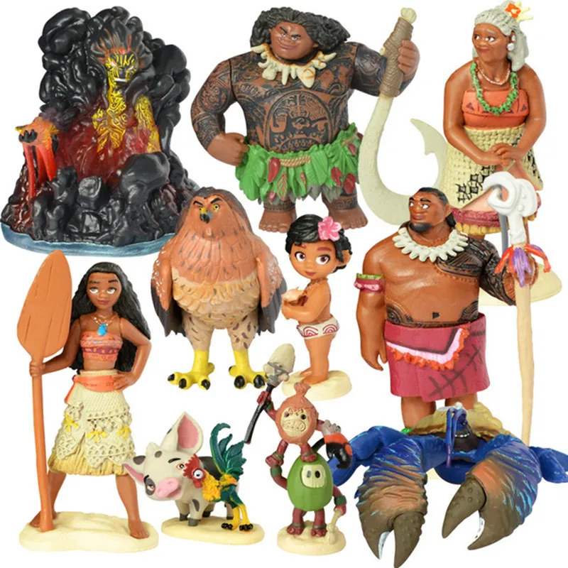 10 шт. Моана фигурку Maui Pua Heihei ПВХ модель куклы коллекция настольные украшения