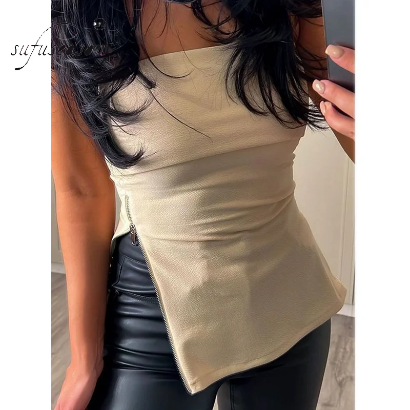 2023 Spring Side Zipper Cropped Bustier Tops Summer Strapless Corest Women Tank Sexy Sleeveless Party Club Crop Stretch Wrap Che
2023 Spring Side Zipper Cropped Bustier Tops Summer Strapless Corest Women Tank Sexy Sleeveless Party Club Crop Stretch Wrap Che