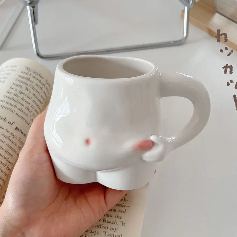 

Креативные кавайные керамические кружки 320 мл, милые кофейные чашки со сдавливаемым животом, забавная керамическая чашка для чая для девушек, кружка для подарка