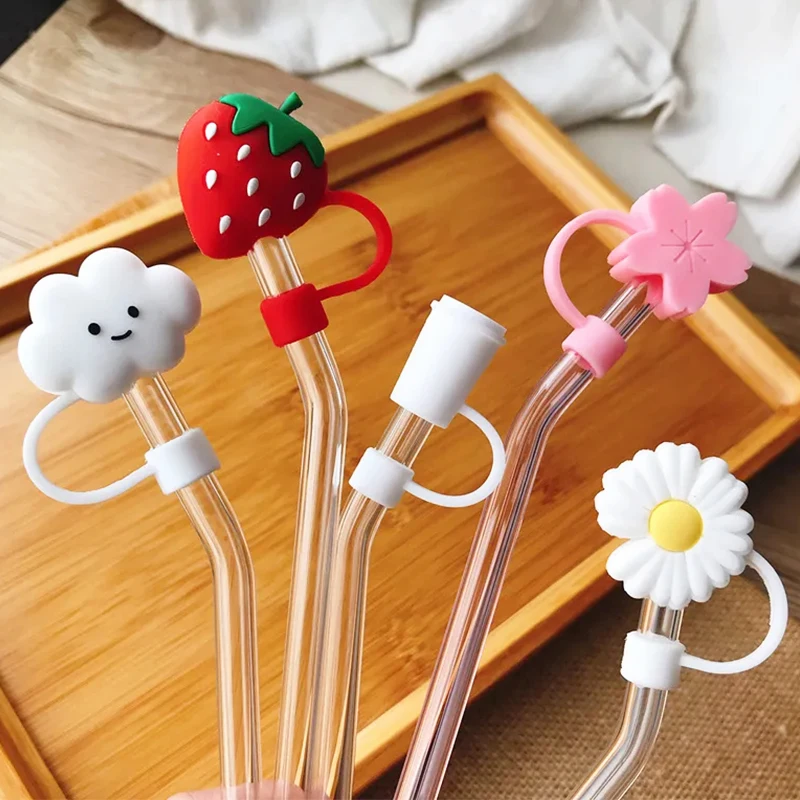 

Cute Cartoon Silicone Straw Plug Reusable Airtight Drinking Dust-proof Cap Splash Proof Cup Plugs Tips Cover for 6-8mm Straws