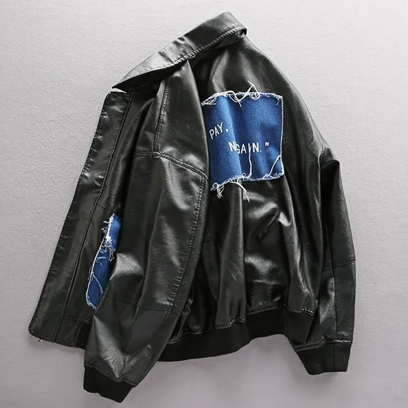 High Street PU Leather Jacket Men's Vintage Patchwork Motorcycle Denim Unisex Streetwear Letter Print Cool Bomber Outwear
High Street PU Leather Jacket Men's Vintage Patchwork Motorcycle Denim Unisex Streetwear Letter Print Cool Bomber Outwear