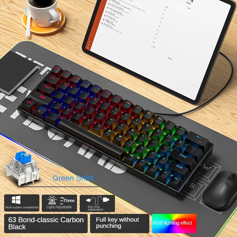 Gaming Mechanical Keyboard Green Axis Red Axis Wired Non-impact Keyboard Spot 63-key Double-play For Game Laptop PC Russian US
Gaming Mechanical Keyboard Green Axis Red Axis Wired Non-impact Keyboard Spot 63-key Double-play For Game Laptop PC Russian US