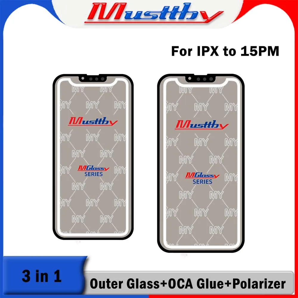 

Musttby 5pc 1:1 Similar Ori Front Screen Outer Glass With OCA Polarizer Sheet For iPhone 13 14 Pro Max LCD Display Replacement