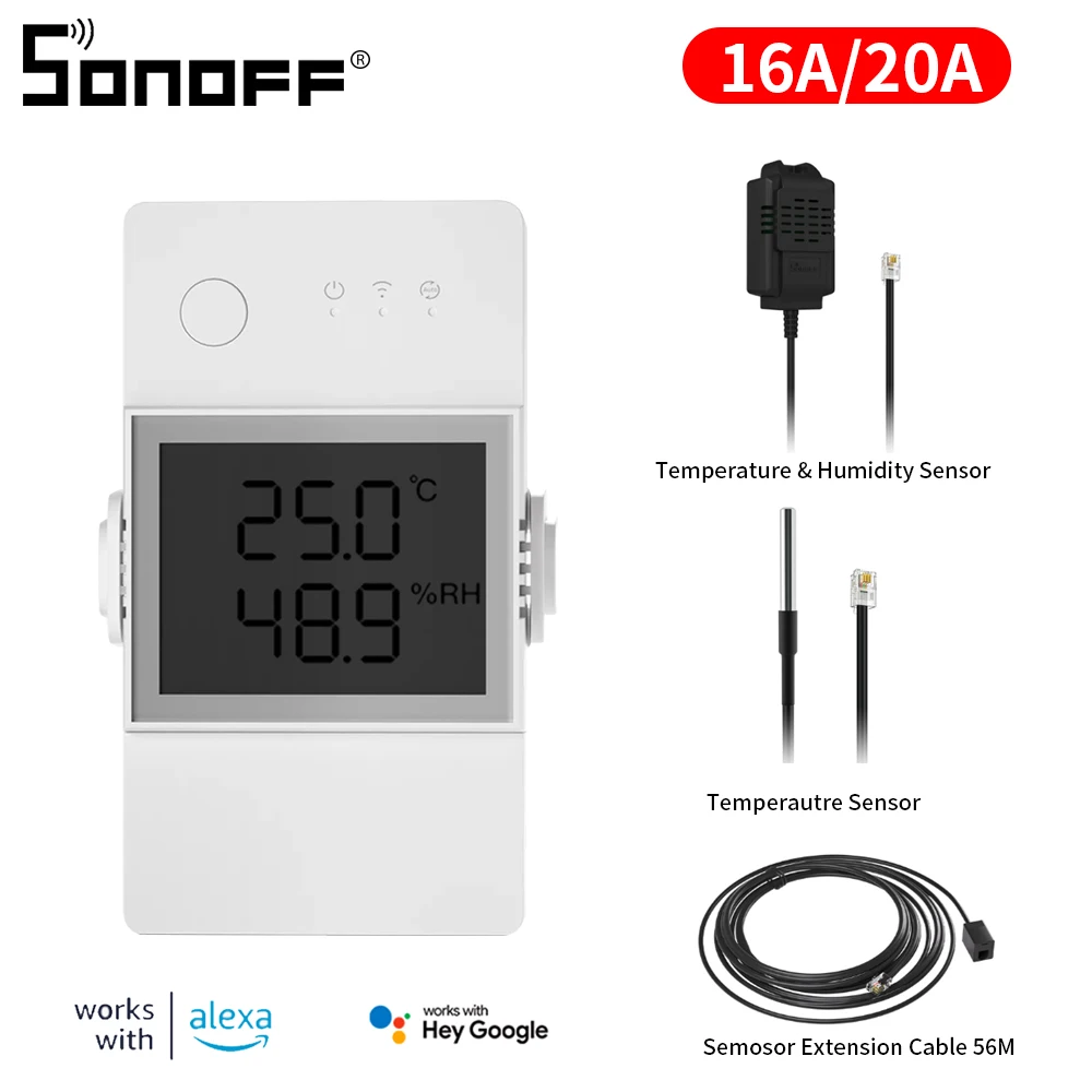 SONOFF TH16 обновленный Wi-Fi переключатель 16 А/20 А монитора температуры и влажности с