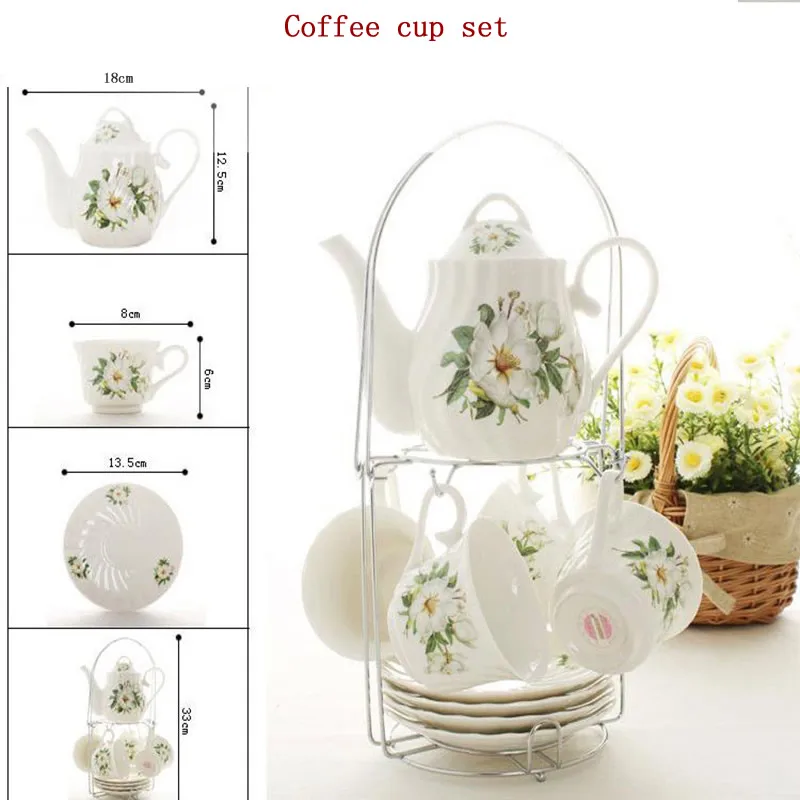 English Classic Ceramic Coffee Cup Tea Cup Teapot Set Afternoon Tea Tableware Set Double Iron Rack Christmas Gift 9 pcs Set 
English Classic Ceramic Coffee Cup Tea Cup Teapot Set Afternoon Tea Tableware Set Double Iron Rack Christmas Gift 9 pcs Set