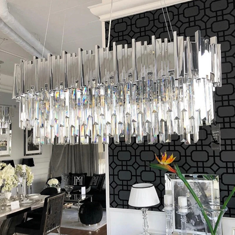 Luxury Modern Crystal Chandelier For Dining Room Oval Design Chrome Crystal Lamp Kitchen Island Hanging Light Fixture
Luxury Modern Crystal Chandelier For Dining Room Oval Design Chrome Crystal Lamp Kitchen Island Hanging Light Fixture