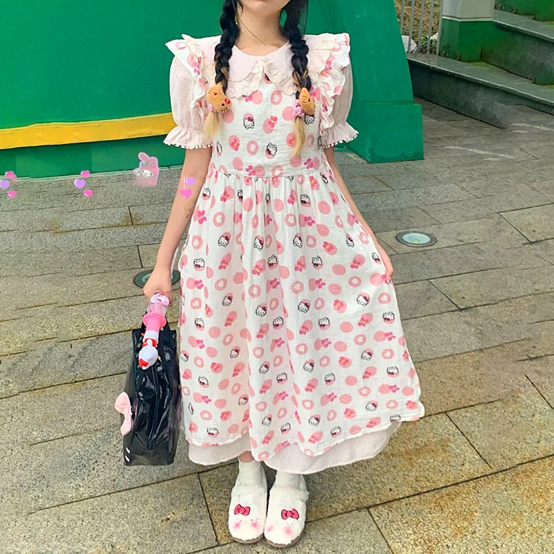 Original Kawaii Hello Kitty Mid-Length Dress Anime Cartoon Ins Sanrio Summer Dress Student Doll-Neck Vest Skirt Girls Gift
Original Kawaii Hello Kitty Mid-Length Dress Anime Cartoon Ins Sanrio Summer Dress Student Doll-Neck Vest Skirt Girls Gift