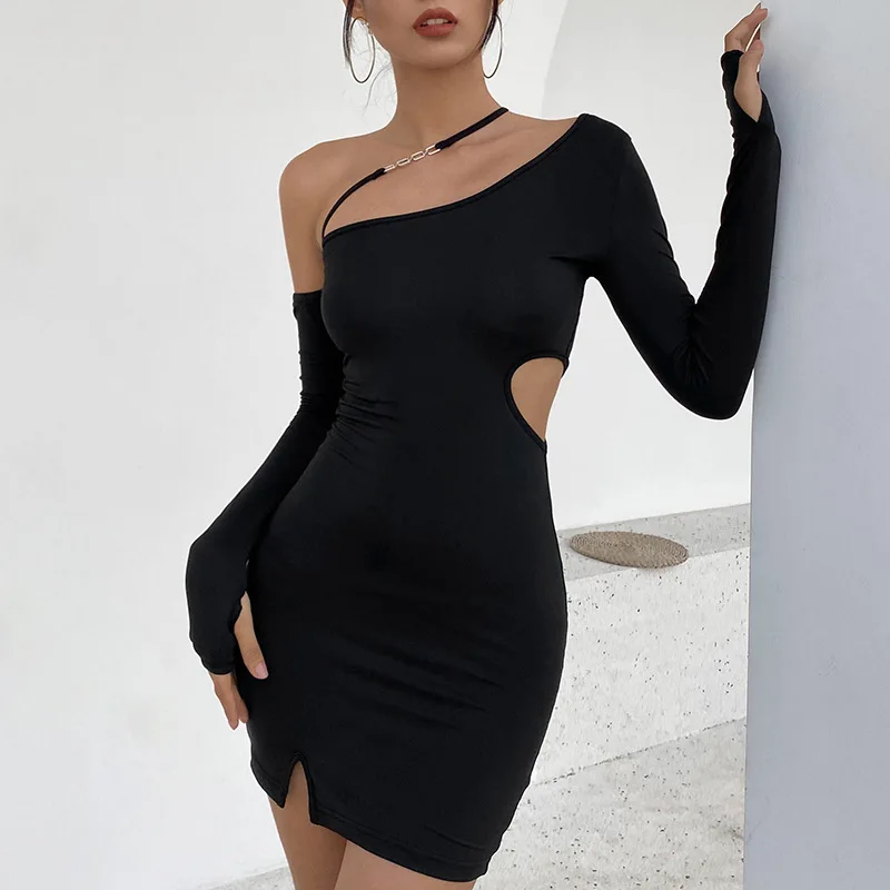 Combhasaki Women Spring Autumn Casual Long Sleeve One-Shoulder Solid Color Hollow-Out Backless Waist Cutout Short Mini Dress
Combhasaki Women Spring Autumn Casual Long Sleeve One-Shoulder Solid Color Hollow-Out Backless Waist Cutout Short Mini Dress
