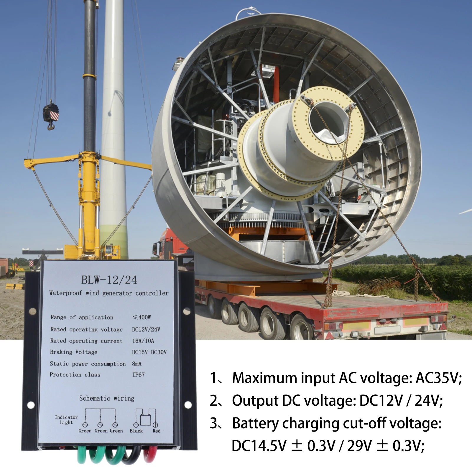 Wind Power Regulator For Wind Generator Waterproof Wind Turbine Generator Charge Controller Regulator DC15-30V 400W Controller
Wind Power Regulator For Wind Generator Waterproof Wind Turbine Generator Charge Controller Regulator DC15-30V 400W Controller