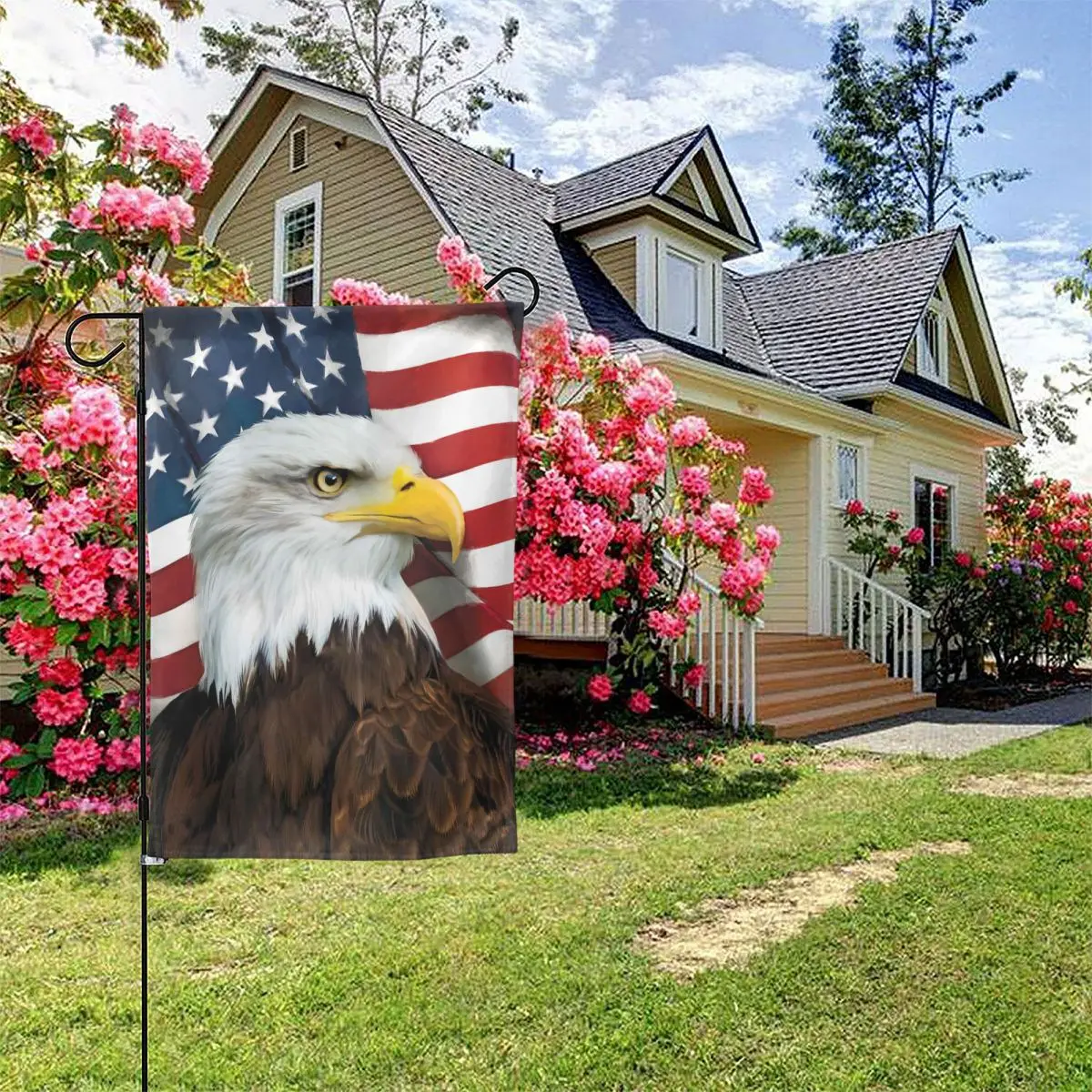 

Американский Орлан патриотический домик Флаг США Садовый флаг, двусторонний флаг, уличный декоративный флаг, флаг двора