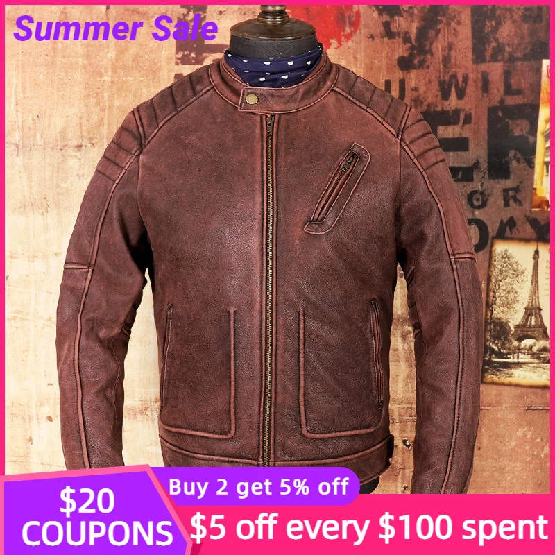 2022 Vintage Brown Genuine Leather Jacket Men Motorcycle Style Plus Size 4XL Real Natural Cowhide Autumn Slim Fit Biker Coat
2022 Vintage Brown Genuine Leather Jacket Men Motorcycle Style Plus Size 4XL Real Natural Cowhide Autumn Slim Fit Biker Coat
