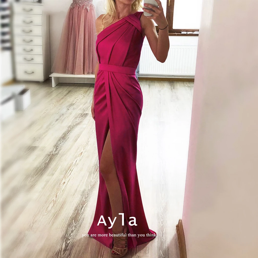 Simple Satin One Shoulder Evening Dress Mermaid Side Slit Prom Dress Pleated Prom Gown Elegant Dress Women For Wedding Party
Simple Satin One Shoulder Evening Dress Mermaid Side Slit Prom Dress Pleated Prom Gown Elegant Dress Women For Wedding Party