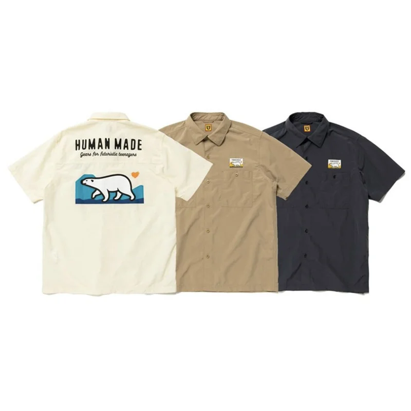 HUMAN MADE CAMP SHIRT Behind Camping Snow Mountain Walking Polar Bear Men's And Women's Short Sleeved Shirts
HUMAN MADE CAMP SHIRT Behind Camping Snow Mountain Walking Polar Bear Men's And Women's Short Sleeved Shirts