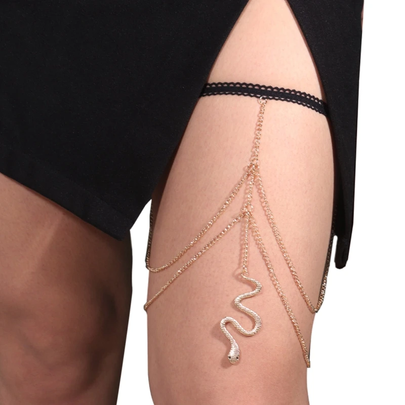 

Dangle Snake Tassel Thigh Chain Antislip Belt Beach Bikini Nightclub Leg Decors