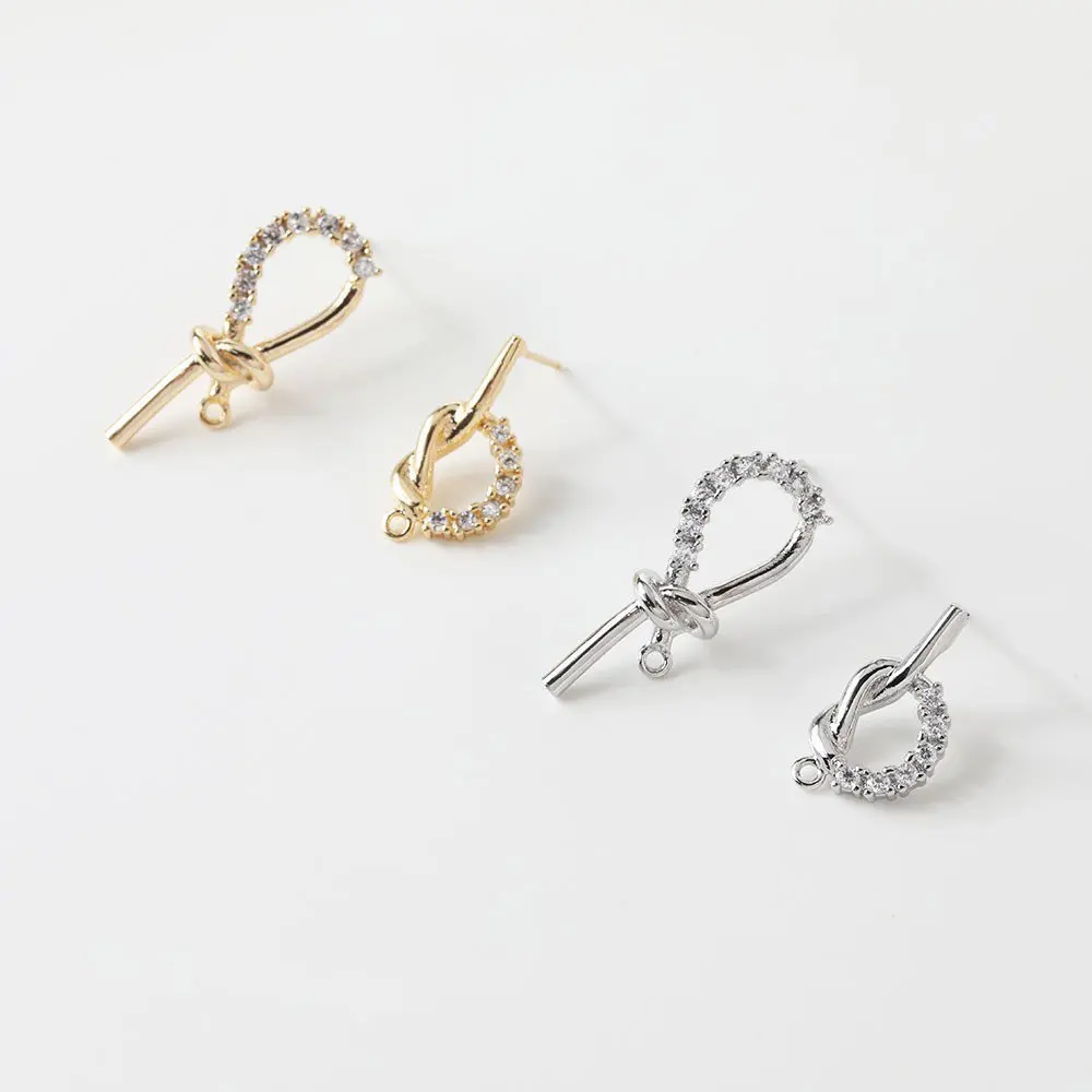 4PCS Knot Design Zircon Ear Studs Diy Earrings Supplies for Jewelry Findings Components Hand Made Brass 14k Gold Plated
4PCS Knot Design Zircon Ear Studs Diy Earrings Supplies for Jewelry Findings Components Hand Made Brass 14k Gold Plated