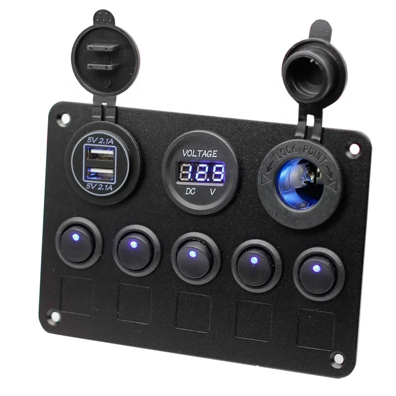 DC 12V 24V 5 gang Led Rocker Switch Panel 4.2A USB Charger Rocker switch control panel for Marine Car Boat
DC 12V 24V 5 gang Led Rocker Switch Panel 4.2A USB Charger Rocker switch control panel for Marine Car Boat