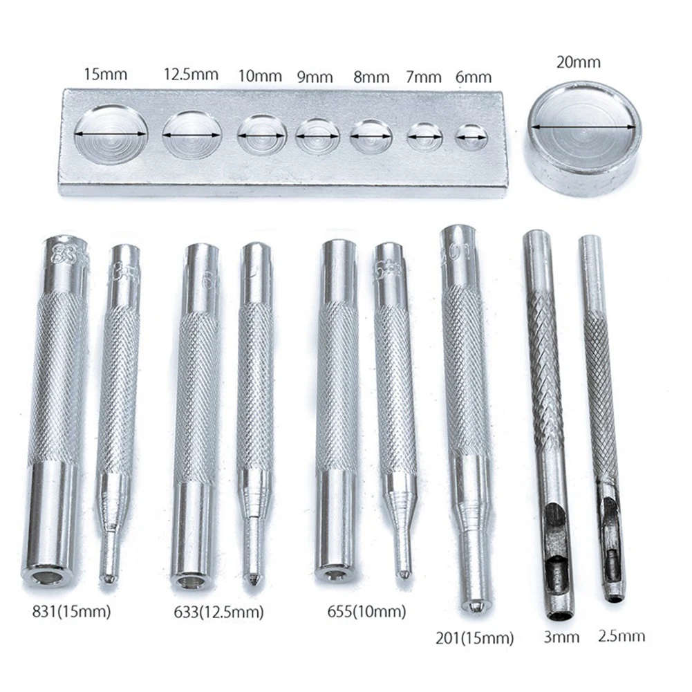 11pcs Hole Punch Set Snap Button Leather Craft Working Tools Die Base For Clothing Leather Jacket Jeans Wear Drilling Hole
11pcs Hole Punch Set Snap Button Leather Craft Working Tools Die Base For Clothing Leather Jacket Jeans Wear Drilling Hole