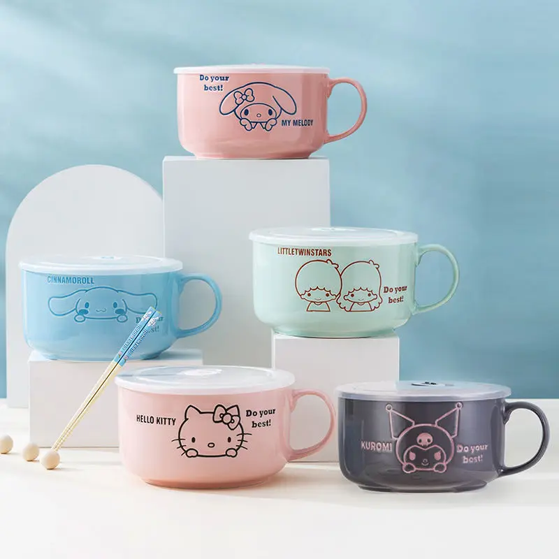 Новая керамическая миска Sanrio Hello Kitty My Melody Kuromi Cinnamoroll, миска для лапши быстрого приготовления с крышками, миски для супа и горячего риса, посуд...
Новая керамическая миска Sanrio Hello Kitty My Melody Kuromi Cinnamoroll, миска для лапши быстрого приготовления с крышками, миски для супа и горячего риса, посуд...