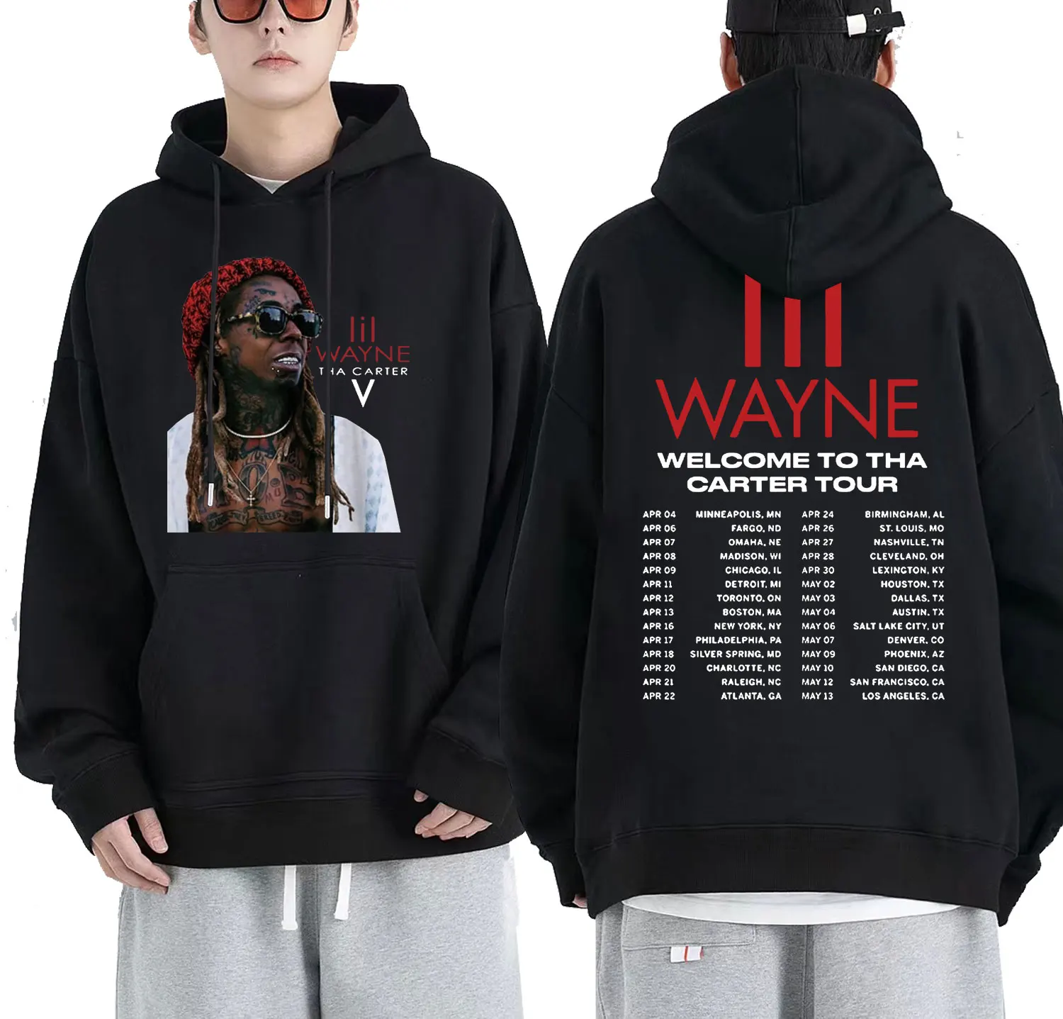 Rapper Lil Wayne Welcome To Tha Carter 2023 Tour Concert Graphic Hoodie Men Hip Hop Vintage Streetwear Male Oversized Sweatshirt
Rapper Lil Wayne Welcome To Tha Carter 2023 Tour Concert Graphic Hoodie Men Hip Hop Vintage Streetwear Male Oversized Sweatshirt