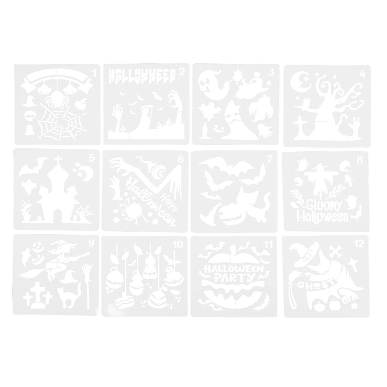 12 Sheets Openwork Painting Template Decorative Halloween Stencil Delicate Sign Cookie Mold Portable Molds DIY Accessory
12 Sheets Openwork Painting Template Decorative Halloween Stencil Delicate Sign Cookie Mold Portable Molds DIY Accessory