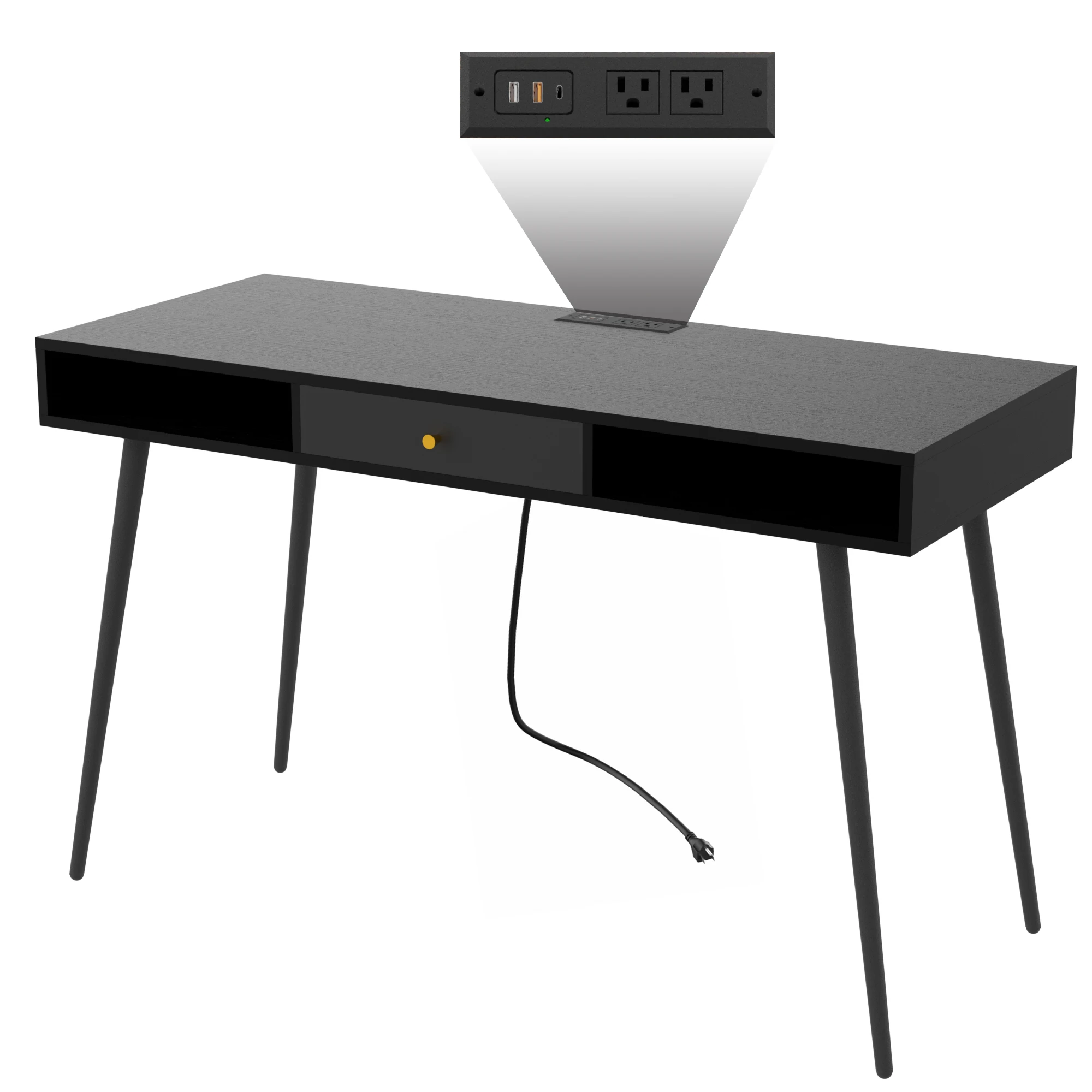 Стол Mid Century с USB-портами, современный письменный стол с ящиками, Многофункциональный черный, для дома и офиса
Стол Mid Century с USB-портами, современный письменный стол с ящиками, Многофункциональный черный, для дома и офиса