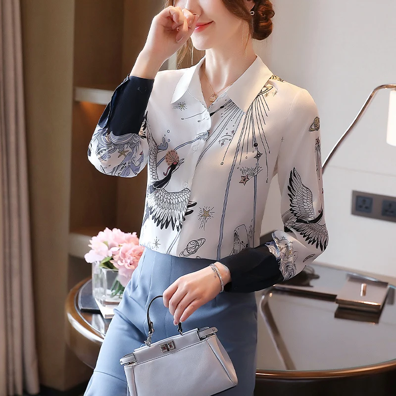 Chiffon Loose Women's Blouses Casual Long Sleeve Printing Polo Shirt Spring New Fashion Top Houthion
Chiffon Loose Women's Blouses Casual Long Sleeve Printing Polo Shirt Spring New Fashion Top Houthion