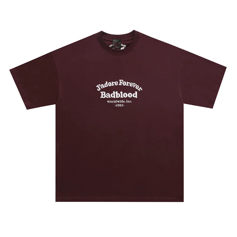 Korean tide brand BADBLOOD behind the letter embroidery wine red loose short-sleeved T-shirt women
Korean tide brand BADBLOOD behind the letter embroidery wine red loose short-sleeved T-shirt women