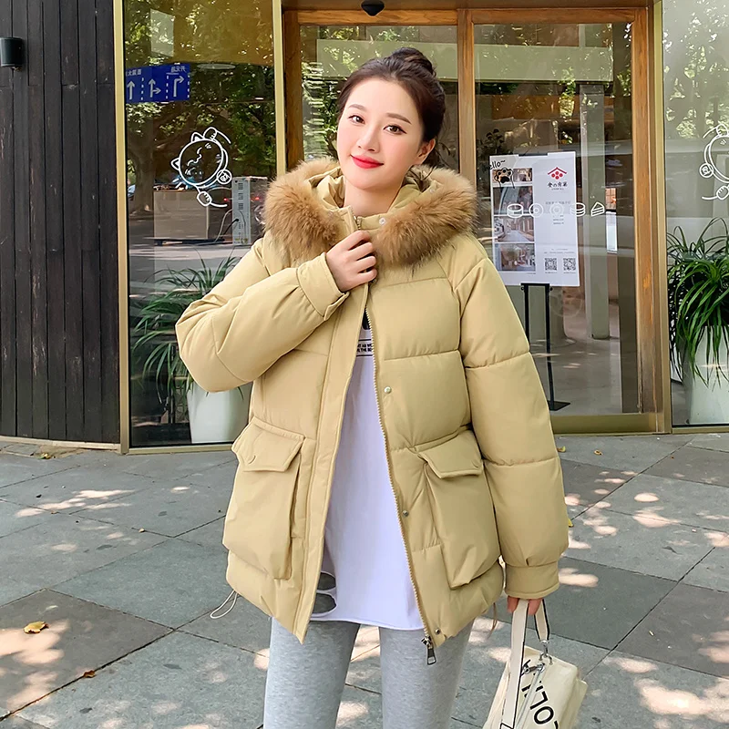 H Women's Autumn Winter Fur Collar Hooded Solid Color Big Pocket Button Jacket For Ladies Zipper Loose Short Cotton Coat
H Women's Autumn Winter Fur Collar Hooded Solid Color Big Pocket Button Jacket For Ladies Zipper Loose Short Cotton Coat