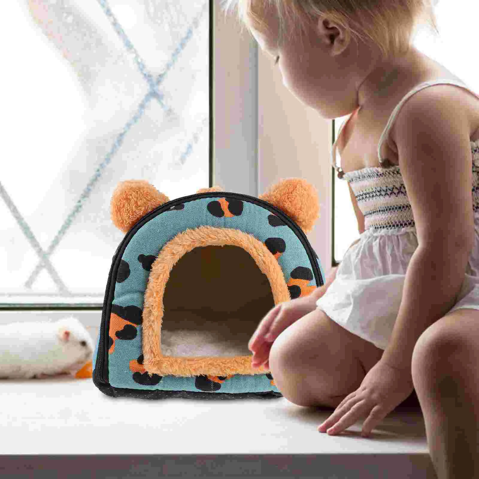

Pets Summer Hamster Hideout Cartoon Nest Cage Plush Cooling Cloth Hides Hut Bed