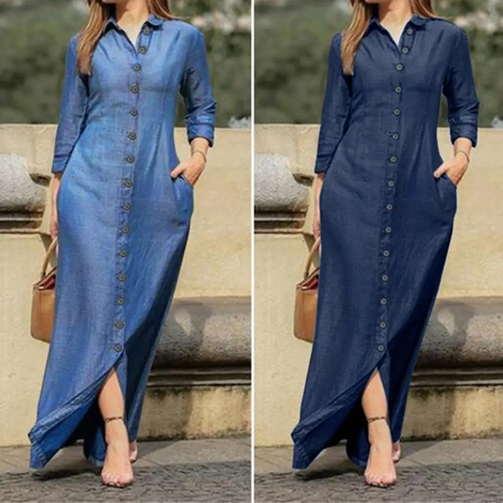 Amazing Casual Dress Waist Tight Ankle Length Soft Texture Solid Color Single Breasted Denim Maxi Dress
Amazing Casual Dress Waist Tight Ankle Length Soft Texture Solid Color Single Breasted Denim Maxi Dress