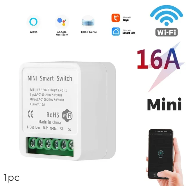 Wi-Fi модуль переключателя 16А 2-стороннего управления
Wi-Fi модуль переключателя 16А 2-стороннего управления
